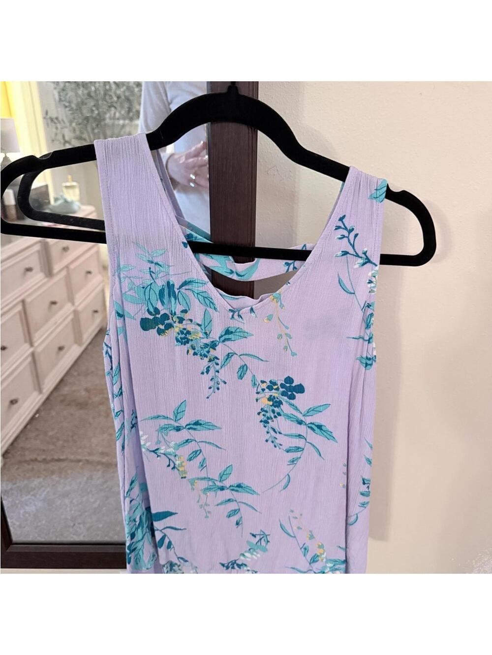 a.n.a Lavender and Teal Floral Tank Top